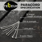 TECEUM 5/32" Paracord Rope 1000 – 1000ft / 200ft / 100ft / 50ft – Tactical Parachute Cord 4mm – 45+ Colors – Nylon String for Survival & Camping Gear – Stripe Cord for Survival – Utility Rope