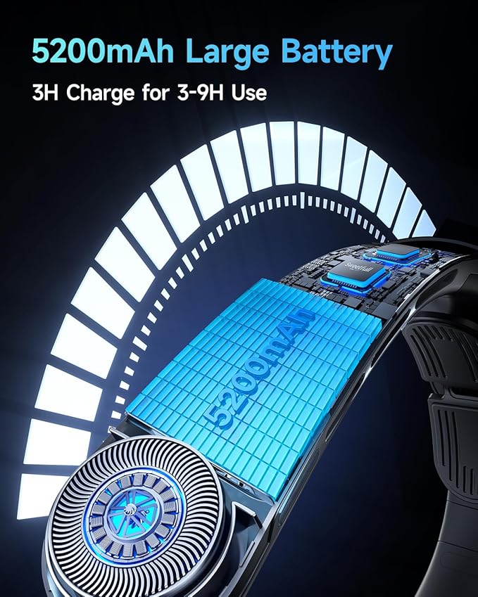 SWEETFULL Neck Fan, 3 Turbo Portable Fans with Neck Support, 4 Speed & LED Display, 5200mAh Rechargeable Personal Fan, Hand-Free Wearable Bladeless Cooler, Gift for Travel Birthday, Men, Women (Black)