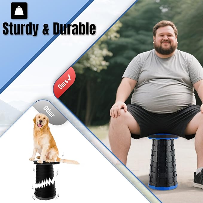 Upgraded Foldable Stool Thickened Set of 2, Portable Collapsible Stool Retractable Stool, Foldable Portable Collapsible Chair for Fishing, Hiking Tours, BBQ, Parties, Outdoor Activities (Blue)