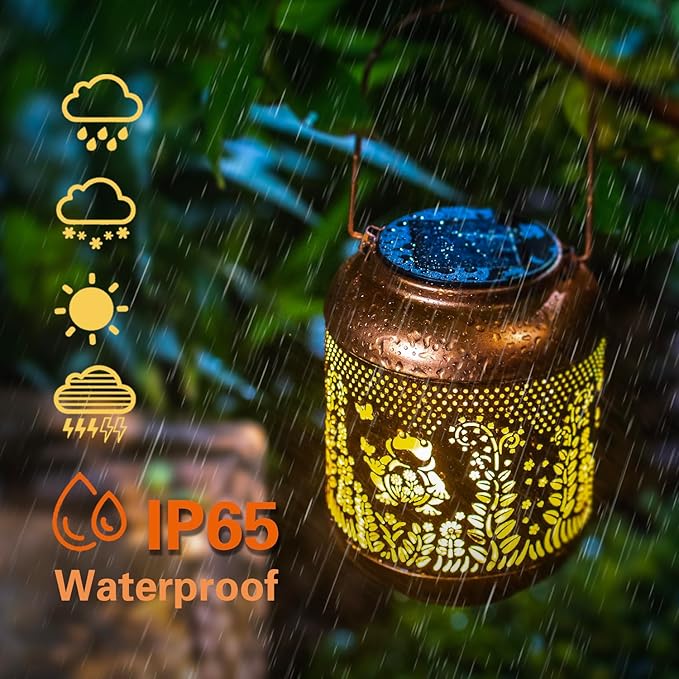 Frog Solar Lanterns Outdoor Waterproof Hanging Solar Lights Frog Gifts for Women Men Mom Metal Decorative LED Outdoor Lanterns for Patio, Lawn, Landscape, Garden Decor, Yard Decorations