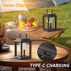 Solar Lantern Outdoor Table Lamp, Portable Rechargeable Solar Lamp Waterproof, 3-Level Brightness LED Nightstand Lantern, Touch Control Outdoor Lamps for Patio Reading Camping