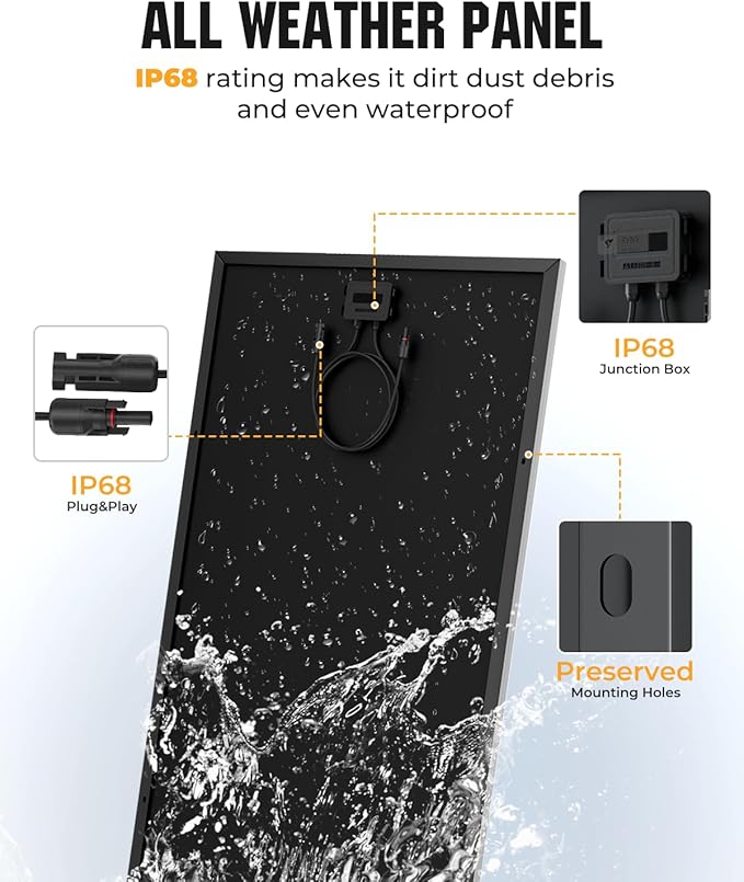 200 Watt Solar Panel 18BB, 25% High Efficiency, N-Type 12V 200W Solar Panel, Monocrystalline PV Modules, for Rooftop, RV, Farm, Trailer, Marine, Home Off-Grid System