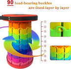 Jakuva Rainbow Travel Camping Stool, Retractable Portable Folding Stool,Collapsible Telescoping Stool with Max Load 360lbs for Adults for Indoor Outdoor Hiking Gardening