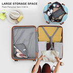 Kono Luggage Set 4 Piece Carry On Hardside Luggage with TSA Lock Spinner Wheels Carry On Suitcase Apricot Blue