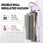 32oz Insulated Water Bottle, Fit in Any Car Cup Holder, Water Bottle with Straw Lids, Stainless Steel Insulated Water Flask Double Wall Leak-proof BPA Free to Keep Cold&Hot