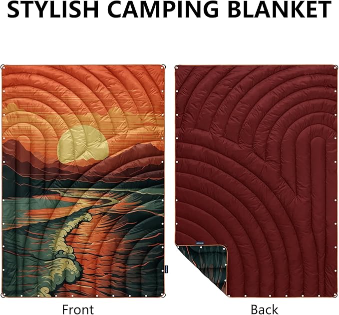 Camping Blanket,Lightweight Puffy Printed Camping Blanket Packable Outdoor Blanket for Camping,Traveling, Stadium, Hiking, Picnics