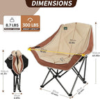 Northroad 2 Pack Oversized Camping Chair,Outdoor Padded Folding Lawn Chair w/Cup Holder,Carry Bag for Beach, Hiking, and Picnics,Heavy-Duty 300-lbs Capacity, Moca&Cream