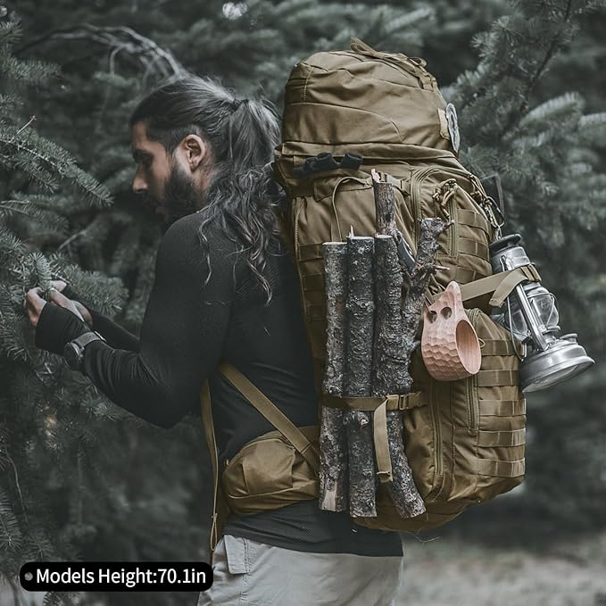 Mardingtop 75L Molle Hiking Internal Frame Backpacks with Rain Cover for Camping,Backpacking,Travelling