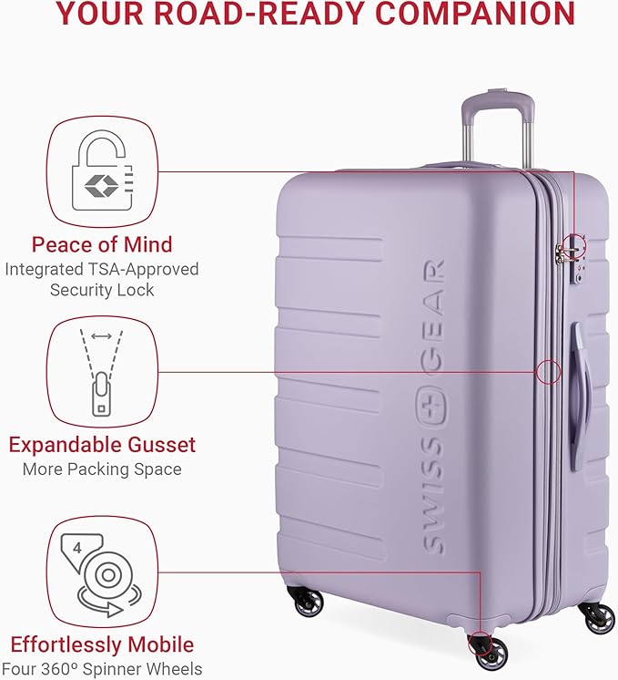 SwissGear 7366 Signature Hardside Expandable Luggage with Spinner Wheels, TSA Lock, Evening Haze, Checked-Large 27-Inch