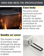 CAMPINGMOON Mess Tin 1.3L Aluminium Camping Cookware Extreme Thick S-2013