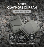 Claymore Clip Fan Khaki – Portable Rechargeable Fan with 5200mAh Battery, 5-Speed Quiet BLDC Motor, Hands-Free Clip Design with Neck Strap, USB-C Charging – Ideal for Camping, Hiking, Outdoor Use