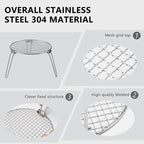 RROMATELX Small Folding Camping Grill，304 Stainless Stee Portable Camping Stove，Campfire Grate，Heavy Duty Rack Camping with Carrying Bag for Outdoor Cooking Backpacking Hiking Picnic BBQ