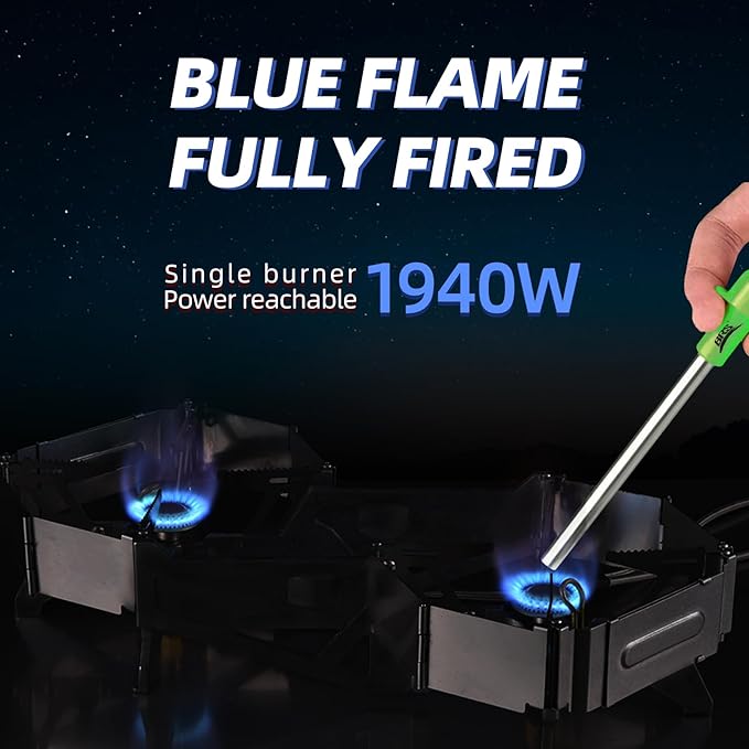 BRS-32 Portable Foldable Camping Stove Expandable Double Cooktop - Easy to Operate, Camping Kitchenware with BRS-191 Electronic Igniter