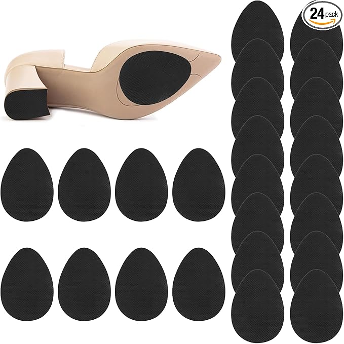 PEASUG 24Pcs Anti Slip Shoe Grips on Bottom of Shoes, Premium Self Adhesive Non Slip Shoe Pads Soles Protector, Rubber Non-Skid Shoes Gummies for Heels, Black