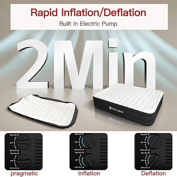 CHILLSUN Twin Air Mattress with Built in Pump, Upgraded 18" Raised Comfort Blow up Mattress, Durable Inflatable Mattress Air Bed for Guests & Home, Colchon Inflable, Airbed 700lbs Max