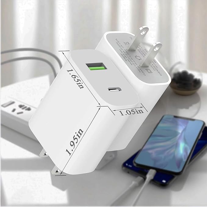 2 Pack USB C Charger Block, Dual Port Type C Wall Charger Fast Charging 20W Power Adapter Cube for iPhone 14/14 Pro/14 Pro Max/14 Plus/13/12/11, XS/XR/X, iPad, Samsung, More