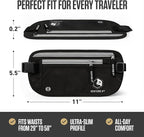 VENTURE 4TH Money Belt for Travel – Slim Hidden Under-Clothes RFID Blocking Anti-Theft Passport Holder & Travel Wallet Pouch for Men & Women to Protect Cash, Cards & Documents (Black)