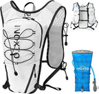 Running Vest for Women Men, Adjustable Chest Straps Running Hydration Vest with 500ml Soft Flask, Lightweight Breathable Reflective Hydration Backpack for Hiking