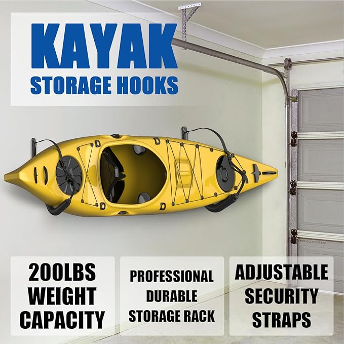 UNITEDPOWER Kayak Storage Racks, Heavy Duty Garage Hangers, Jumbo Wall Hooks for Canoe, Ladder, Bicycle, Folding Chairs, Surfboard, Snowboard, Hose and Tools