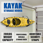 UNITEDPOWER Kayak Storage Racks, Heavy Duty Garage Hangers, Jumbo Wall Hooks for Canoe, Ladder, Bicycle, Folding Chairs, Surfboard, Snowboard, Hose and Tools