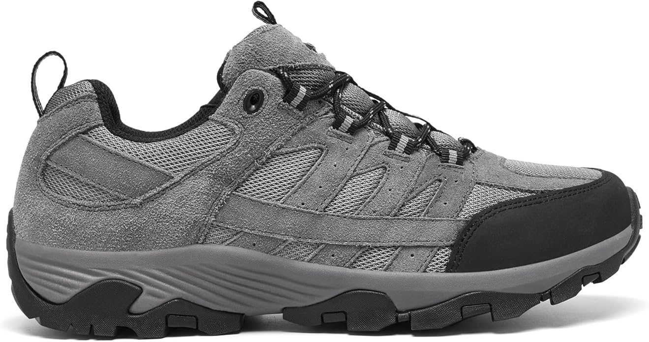 SHULOOK Men's Waterproof Hiking Shoes Lightweight Anti Slip Outdoor Ankle Boots Breathable Hike Trekking Trails Shoe