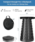 Upgraded Collapsible Stool with Removable Cushion & Waterproof Carry Bag - Portable Folding Stool for Adults, Camping, Fishing, Hiking - Lightweight Yet Sturdy Max 400lbs