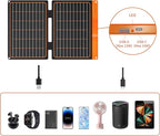 20W Small Solar Panel Charger 5V USB-A USB-C Foldable Portable Lightweight ETFE Power Emergency Panel IP67 Waterproof Hiking Camping Backpacking for Phones Tablets Power Bank