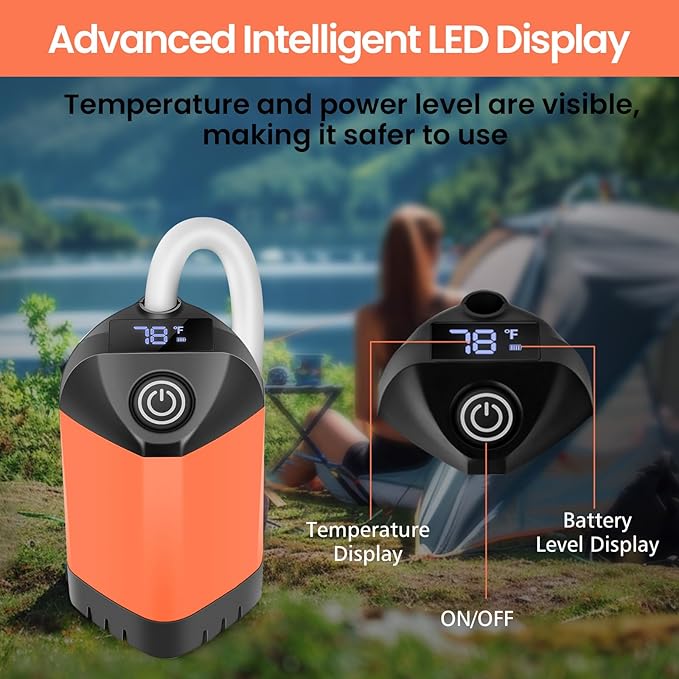 Portable Shower for Camping, 7800mAh Rechargeable Camping Shower with 3 Spray Modes, IPX7 Waterproof Portable Shower Pump for Outdoor, Hiking, Travel, Car, Pet-Long-Lasting Battery & Powerful Suction