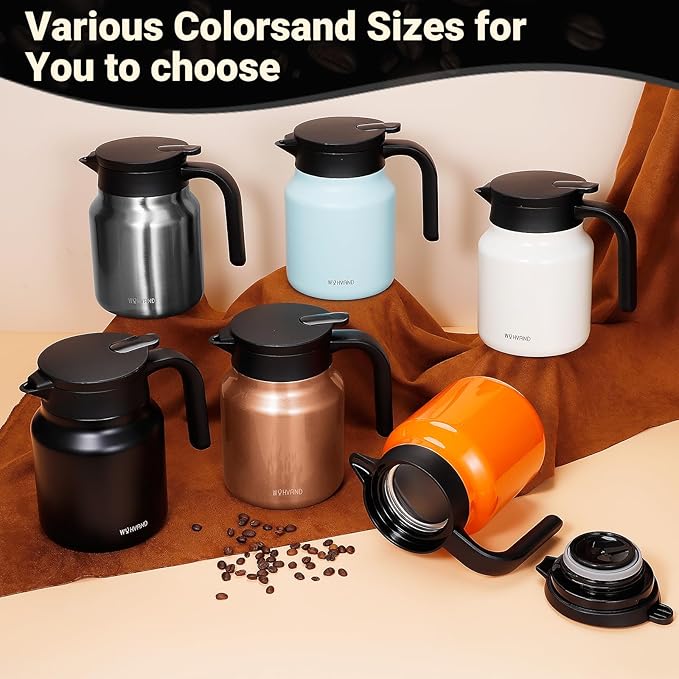 34Oz Thermal Coffee Carafes For Keeping Hot/Cold, Stainless Steel Coffee Carafe, Dustproof Insulated Water Carafe for Party/Home, Cream