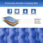 Camping Sleeping Pad, Extra Thick 5 Inch Camping Mat with Pillow Built-in Foot Pump Inflatable Sleeping Pads Compact for Camping Backpacking Hiking Traveling Tent