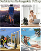 Battery Operated Fan Portable Camping Battery Powered Fan with LED Lantern Light 20000mAh Rechargeable, Oscillating, 360° Rotation Hanging Hook for Tent, Canopy, Beach, Outdoor(Green)