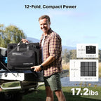 440W Portable Solar Panel, 17.2lbs Foldable SolarBag, Splits 2×220W Solar Blanket, 25% High Efficiency, Lightweight Solar Panel Charger for Camping, RV, SUV, Marine, Off Grid