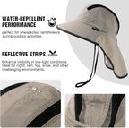 TOP-EX M/L/XL/XXL Unisex Mens Sun Hat with Neck Flap Sunglass Lock UPF 50 Wide Brim Fishing Hats Waterproof & Packable