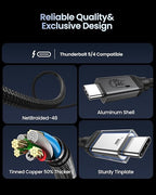 Silkland 80Gbps USB 4 for Thunderbolt 5 Cable 1FT, 240W PD 3.1 Charging, up to 120Gbps Bandwidth for Dual 8K, Braided USB C Data Cable Compatible Thunderbolt 4/5, SSD, MacBook M4 Pro, iPhone17/16,Dock