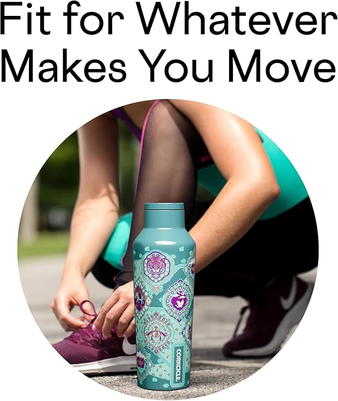 Corkcicle Disney Princess Jasmine Insulated Canteen Travel Water Bottle, Triple Insulated Stainless Steel, Keeps Beverages Cold for 25 Hours or Warm for 12 Hours, 20oz
