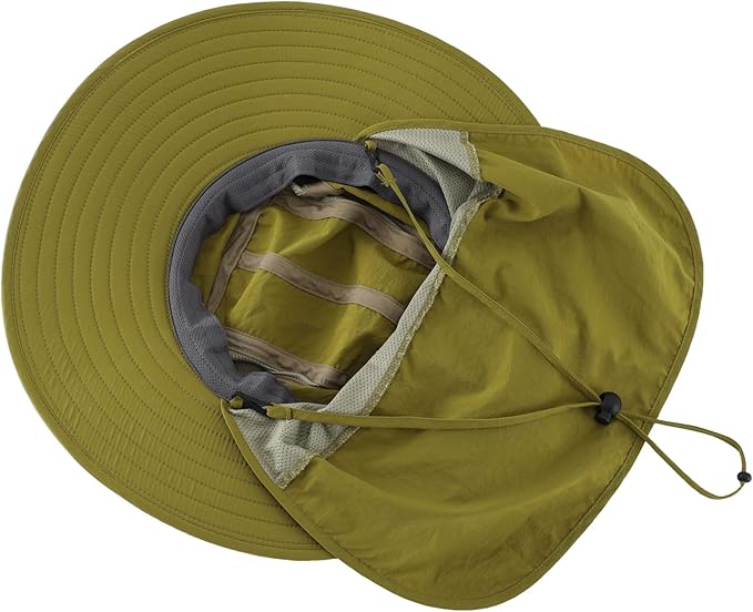 Home Prefer UPF 50+ Mens Wide Brim Fishing Hat with Neck Flap Sun Hat for Men Women Sun Protection Cap