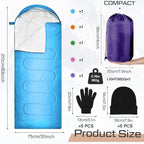 Tranqun Sleeping Bags for Adult with Winter Beanies Gloves, Cotton Liner Camping Sleeping Bag Waterproof Warm Lightweight for Backpacking Camping Indoor Outdoor Homeless People