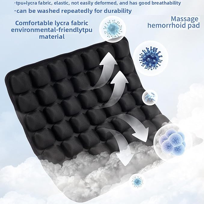 Sondor Travel Cushion, Comfortable 3D Inflatable Seat Cushion for Hemorrhoid and Tailbone Pain Relief, Optimal Support for Long Sitting in Car, Air Travel, Office Chairs Etc (36-Grey Point Cushion)