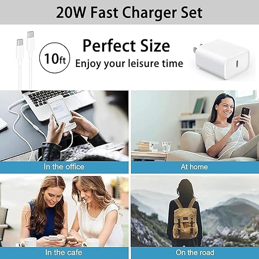 Fast iPad Charger,iPad Charger Fast Charging Wall Chargers Plug Adapter and Type C USB C to C Cable Cord 10FT Type C to C for iPad Pro 13/12.9/11,iPad Air 6th/5th/4th,Mini 7/6th,i-Pad 11/10