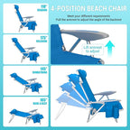 #WEJOY Folding Beach Chair for Adults, 4-Position Aluminum Lightweight Beach Chair, Low Sands Chairs with Shoulder Strap, Cup Holder and Padded Headrest, Supports 265lbs for Lawn