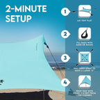 Neso Gigante - Portable Beach Tent - Ideal to Enjoy with Family and Friends - UPF 50+, Water-Resistant, and Lightweight - Seafoam, 11' x 11'
