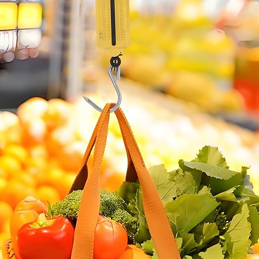 ABOOFAN 2pcs Portable Mechanical Hanging Scale 50kg High Accuracy Vertical Spring Hook Scale with Tray Handheld Food and Luggage Weighing Tool for Outdoor and Produce