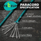 TECEUM 5/32" Paracord Rope 1000 – 1000ft / 200ft / 100ft / 50ft – Tactical Parachute Cord 4mm – 45+ Colors – Nylon String for Survival & Camping Gear – Stripe Cord for Survival – Utility Rope