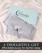 Zenssia Satin Sleep Mask for Women and Men, Lightweight Padded Eye Mask with Adjustable Strap, Comfort Blackout for Travel and Nap - Silver Grey