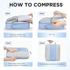10 Set Compression Packing Cubes for Travel Essentials,Compressible Expandable Packing Cubes for Suitcase,OlarHike Luggage Organizer Bags for Travel,Handy Helper for Organizing Clothes(Light Blue)