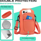 64oz Insulated Water-Bottle with Strap - Half Gallon Water Jug with Straw & Spout Lid, 2 Liter Stainless Steel Water Bottle Leak Proof, Cold-48h Hot-24h Metal Flask w/Paracord Handle, Carrier Case