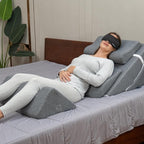 6pc Adjustable Orthopedic Wedge Pillow Set – Relieve Acid Reflux, Snoring, Back Pain & Post-Surgery Discomfort (Grey)