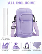 Half Gallon Water Bottle Insulated - 64 oz Water Bottle with Carrying Sleeve, Paracord Handle, Straw Spout Lid, Leak-proof Metal Hydro Water Jug for Workout Sport Hiking Gym, Purple Big Flask Thermo