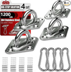 sprookber 304 Stainless Steel Pad Eye Snap Hooks, M8 Heavy Duty Ceiling Hook, 1200 lb Capacity Hammock Swing Hanging kit, Plant Hangers, Marine Hardware Staple Hook Loop with Screws, Set of 8