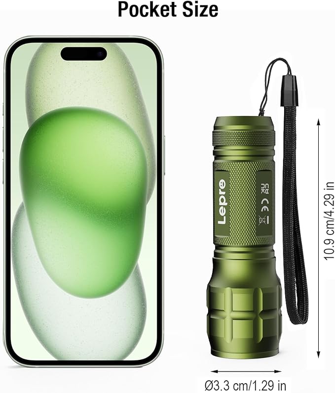 Lighting EVER LED Flashlights High Lumens, Small Flashlight, Waterproof, Adjustable Focus Flash Light for Outdoor, Emergency, AAA Batteries Included